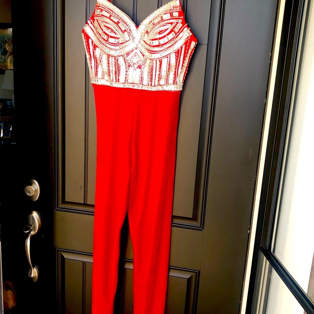Johnathan Kayne Red Velvet Jumpsuit